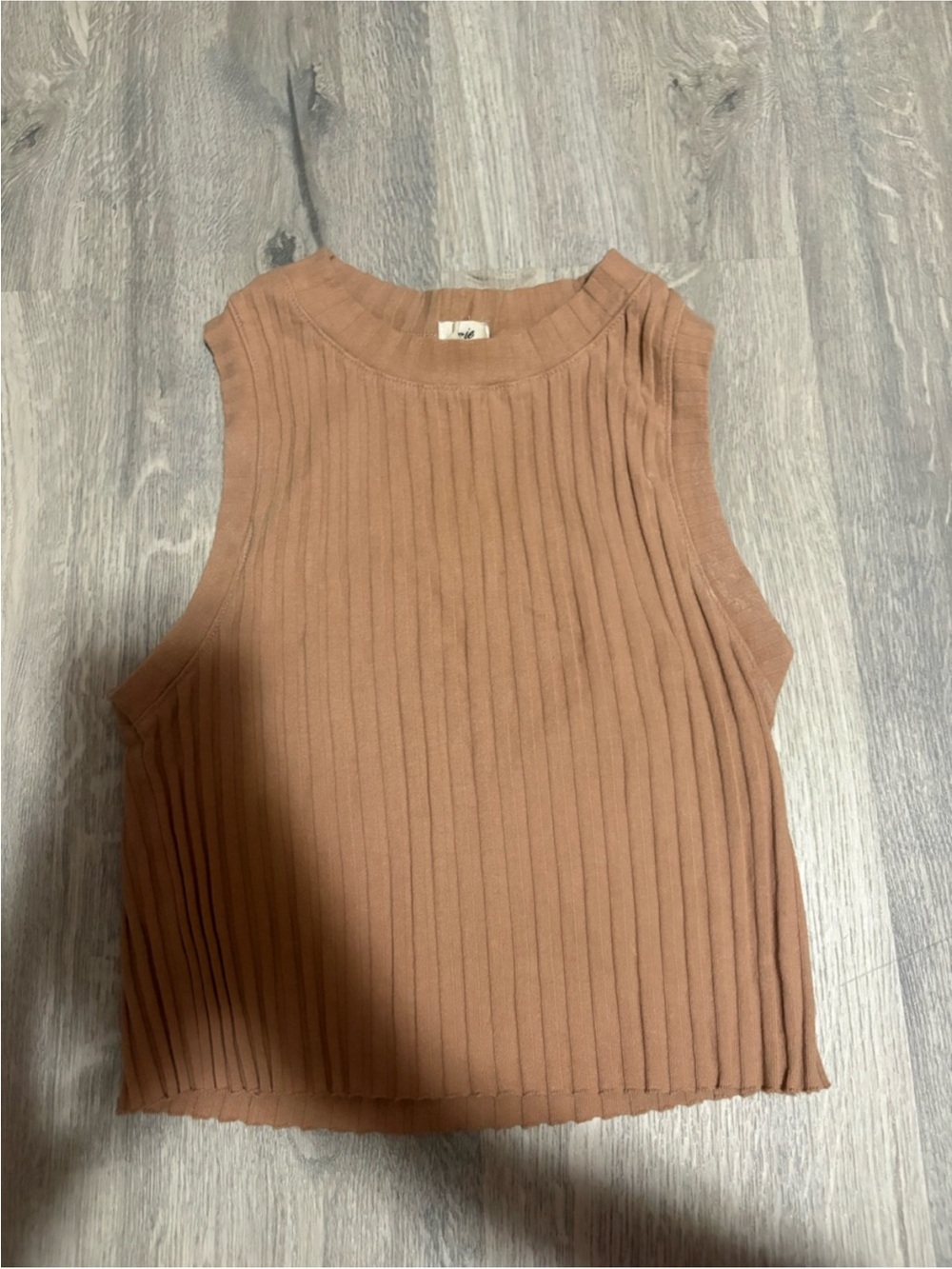 3 for $14 aerie Ribbed Sleeveless Crop Tank - light Brown size small